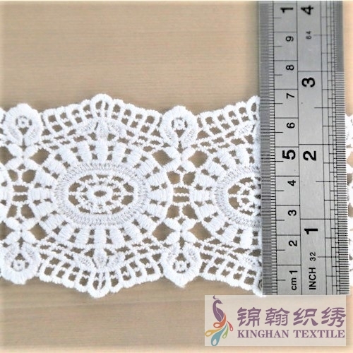 KHLT2032 7cm White Guipure Lace Trim