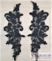 KHLA1026 Black Chantilly Lace Applique