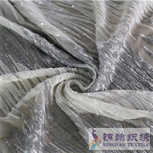 KHSF1004 3mm Silver Gray Two-tone Sequins Fabric