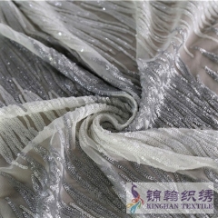 KHSF1004 3mm Silver Gray Two-tone Sequins Fabric