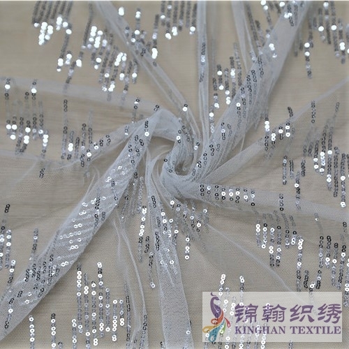 KHSF1006 3mm lightning Silver Sequins Fabric