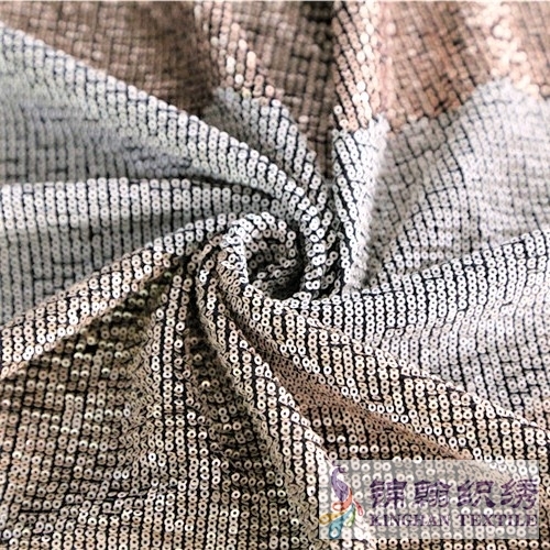 KHSF1013K 3mm Copper brown gray Tricolors pleating Sequins Fabric