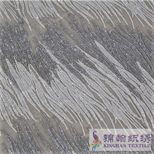 KHSF1004 3mm Silver Gray Two-tone Sequins Fabric