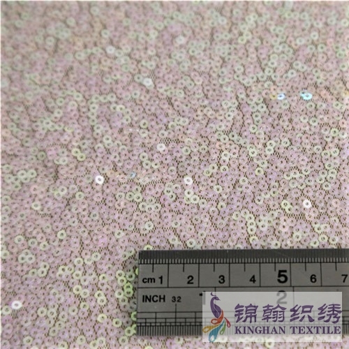 KHSF1009 3mm Pink Yellow Random Pattern Sequins Fabric
