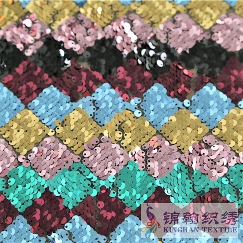 KHSF1005 5mm Black Pink Gold Blue Green Five Colors Sequins Fabric