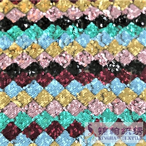 KHSF1005 5mm Black Pink Gold Blue Green Five Colors Sequins Fabric