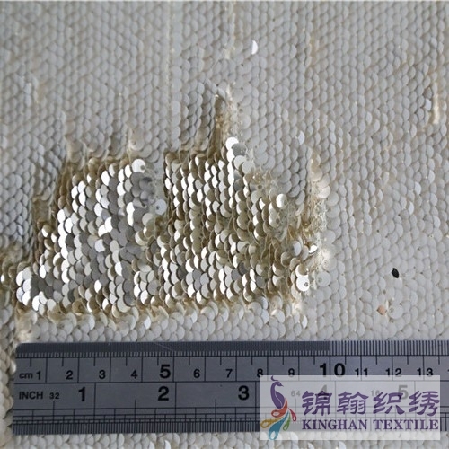 KHSF1023 5mm Gold White Reversible Squama Sequins Fabric