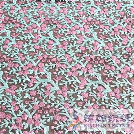 KHSF1010 3mm Red Blue two-tone Tree Flower Sequins Fabric