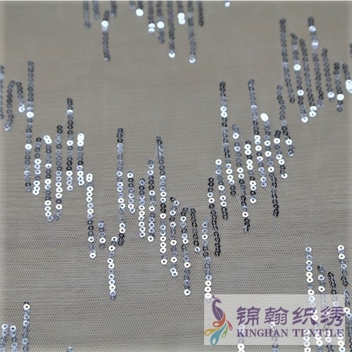 KHSF1006 3mm lightning Silver Sequins Fabric