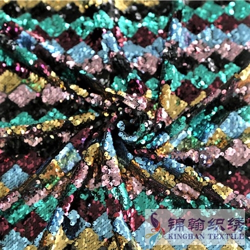 KHSF1005 5mm Black Pink Gold Blue Green Five Colors Sequins Fabric