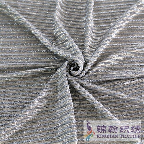 KHSF1022 3mm Gold Grey Two-tone Glitter Sequins Fabric