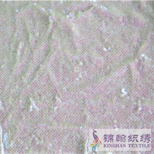 KHSF1007 5mm Pink Yellow Reversible Squama Sequins Fabric