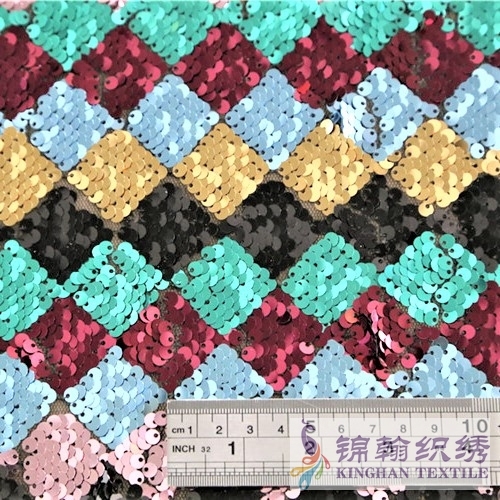 KHSF1005 5mm Black Pink Gold Blue Green Five Colors Sequins Fabric