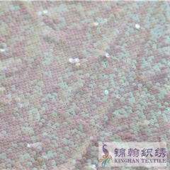 KHSF1007 5mm Pink Yellow Reversible Squama Sequins Fabric