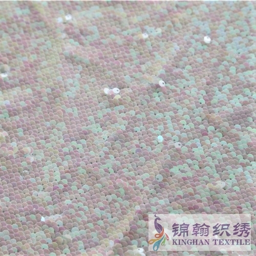 KHSF1007 5mm Pink Yellow Reversible Squama Sequins Fabric
