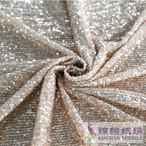 KHSF1027 3mm Gold Double Paillette Linear Sequins Fabric