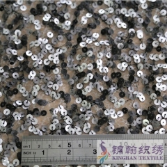 KHSF1037 3mm Black Silver irregular pattern Sequins Fabric