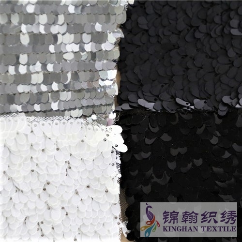 KHSF2006 8mm Matt Black Snake scale Square Sequins Fabric