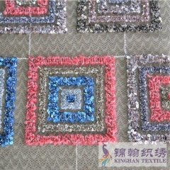 KHSF1034 3mm+5mm Muticolor Square Fluffy Sequins Fabric