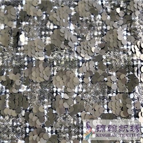 KHSF1039 3mm+9mm Matte Gold Sequins Fabric