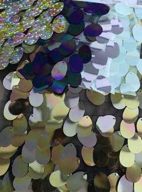 KHSF2004 40mm Egg Shape Sequins Fabric