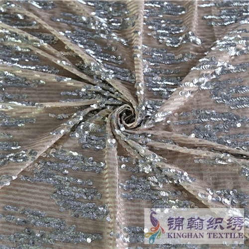 KHSF1040 5mm Silver Scallop Sequins Fabric