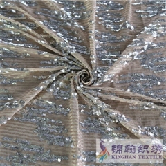 KHSF1040 5mm Silver Scallop Sequins Fabric