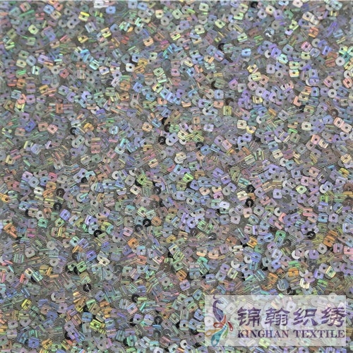 KHSF2003 5mm Iridescent Square irregular pattern Sequins Fabric Embroidery Mesh