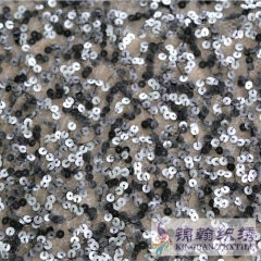 KHSF1037 3mm Black Silver irregular pattern Sequins Fabric