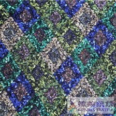 KHSF1038 3mm+5mm Muticolor Diamond Fluffy Sequins Fabric