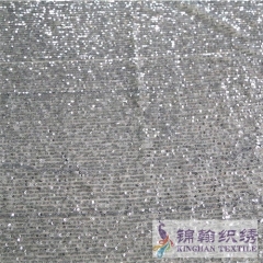 KHSF1029 3mm Silver Sequins Embroidered on 4 Way Stretch Fabric