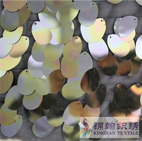 KHSF2004 40mm Egg Shape Sequins Fabric