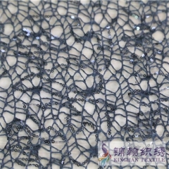 KHSF1041 3mm Black Fishnet Sequins Fabric