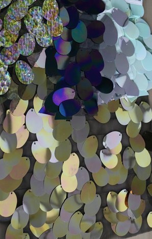 KHSF2004 40mm Egg Shape Sequins Fabric