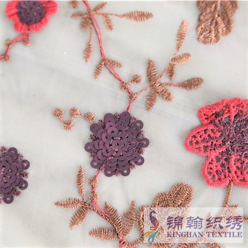 KHSF1045 5mm Purple Plum Blossom Sequins Fabric