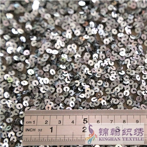 KHSF1026 5mm Silver Fluffy Sequins Fabric
