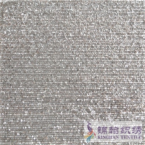KHSF1027 3mm Gold Double Paillette Linear Sequins Fabric