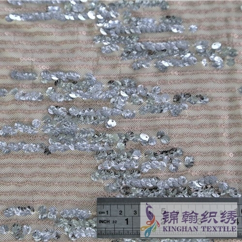 KHSF1040 5mm Silver Scallop Sequins Fabric