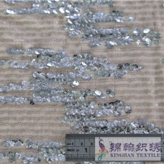 KHSF1040 5mm Silver Scallop Sequins Fabric