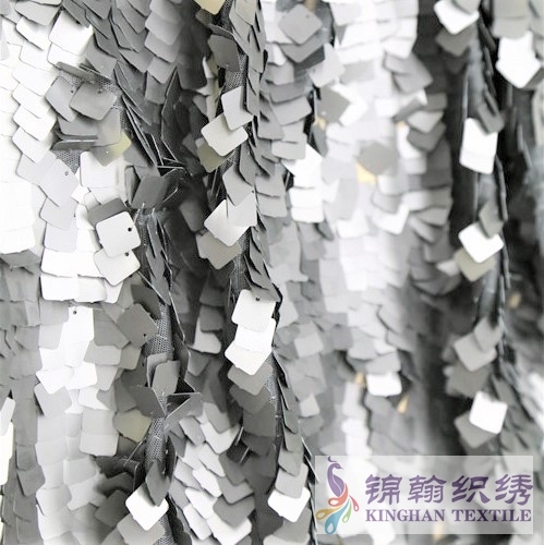 KHSF2005 10mm Matt black square sequin mesh embroidery fabric