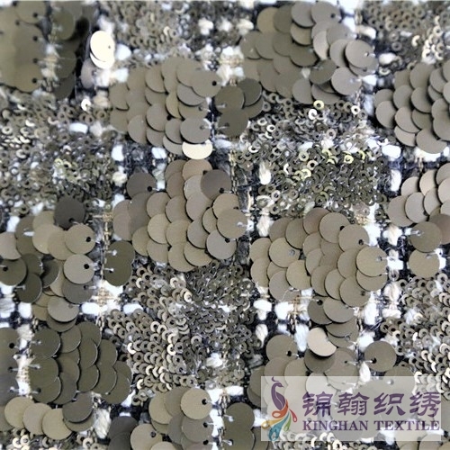 KHSF1039 3mm+9mm Matte Gold Sequins Fabric