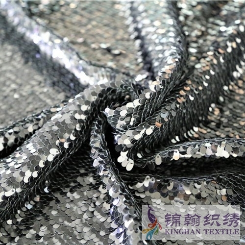 KHSF2006 8mm Matt Black Snake scale Square Sequins Fabric