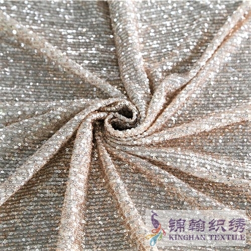 KHSF1027 3mm Gold Double Paillette Linear Sequins Fabric