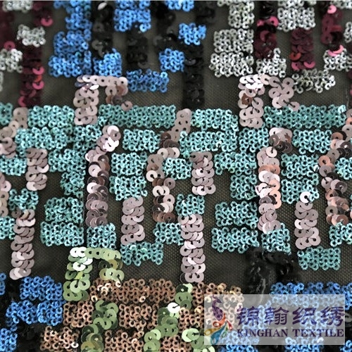 KHSF1033 3mm+5mm Muticolor Sequins Fabric
