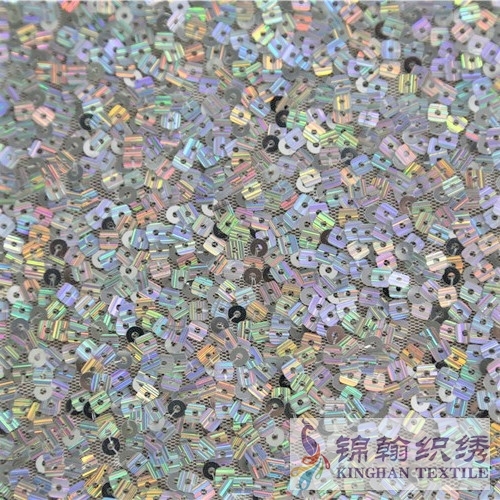 KHSF2003 5mm Iridescent Square irregular pattern Sequins Fabric Embroidery Mesh