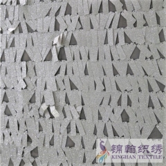 KHSF2001 40mm Gold Glitter Rectangle Sequins Fabric Embroidery Mesh