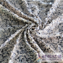 KHSF3007W 10mm White Irregular Printed Sequins Embroidered on Chiffon Fabric
