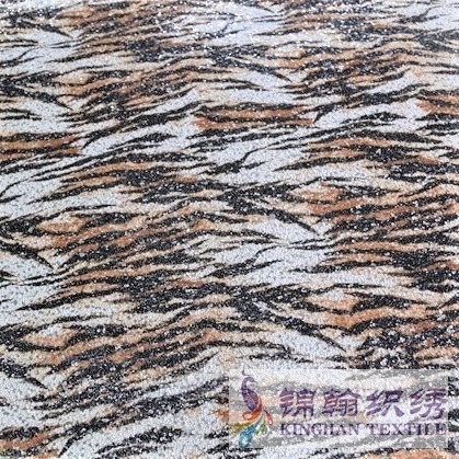 KHSF3005 5mm White Sequins Stripe Printed Embroidered on Stretch Mesh Fabric