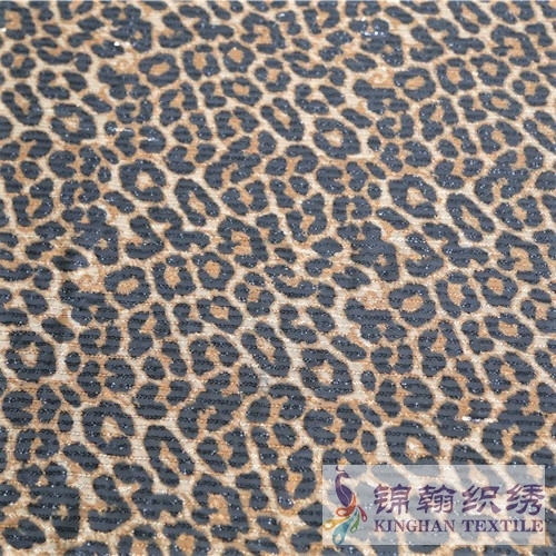 KHSF3010S 3mm Sequins Snow Leopard Printed Embroidered on Stretch Mesh Fabric