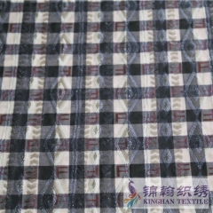 KHSF3003W 3mm Gold White Big Plaid Printed Sequins Embroidered on Chiffon Fabric